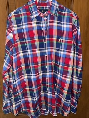 Ralph Lauren Multicolor Plaid Button-Down Shirt Sz L